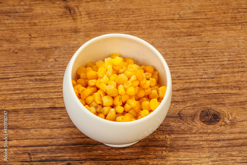 Sweet corn seeds in the bowl