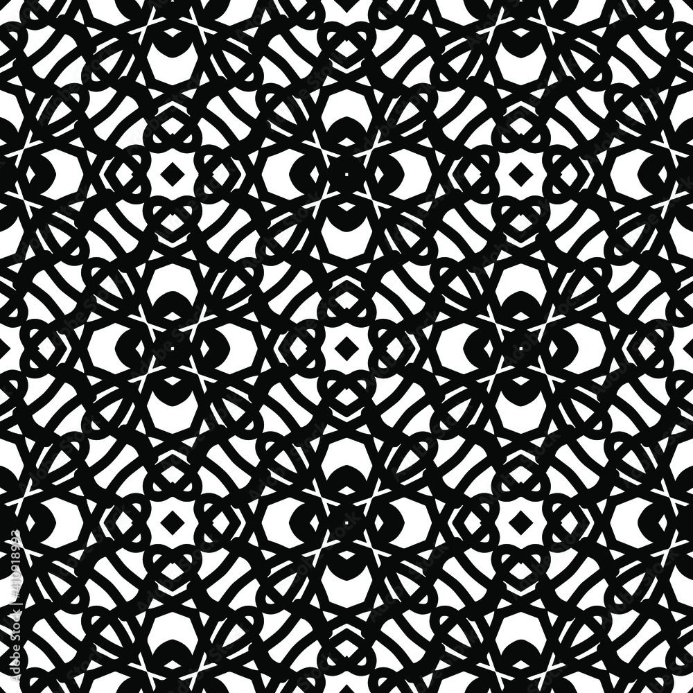 Geometric vector pattern with triangular elements. Seamless abstract ornament for wallpapers and backgrounds. Black and white colors. Geometric vector pattern with triangular elements. Seamless abstract ornament for wallpapers and backgrounds. Black and white colors.