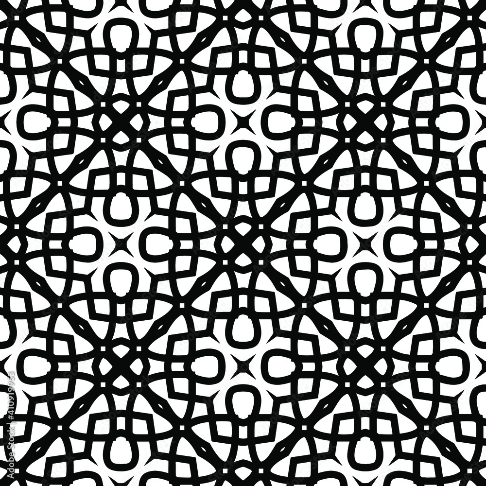 Naklejka premium Geometric vector pattern with triangular elements. Seamless abstract ornament for wallpapers and backgrounds. Black and white colors.