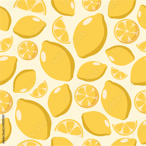 Seamless pattern bright juicy yellow lemons vector
