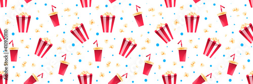 Seamless header with striped bucket of popcorn
