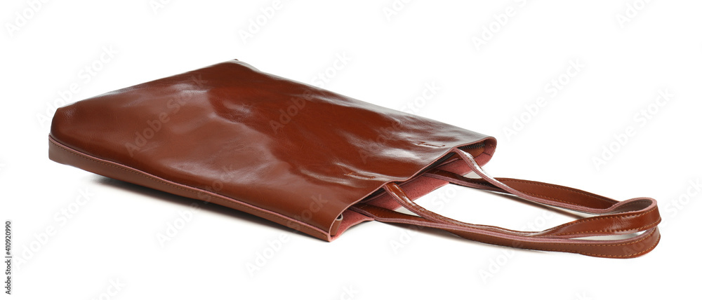 New leather shopper bag on white background New leather shopper bag on white background