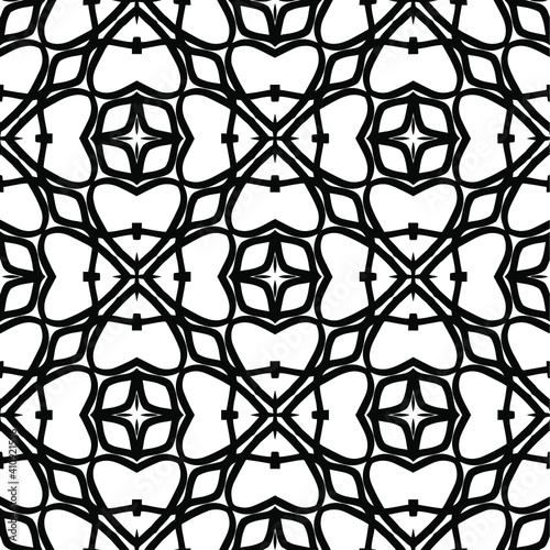 Geometric vector pattern with triangular elements. Seamless abstract ornament for wallpapers and backgrounds. Black and white colors.