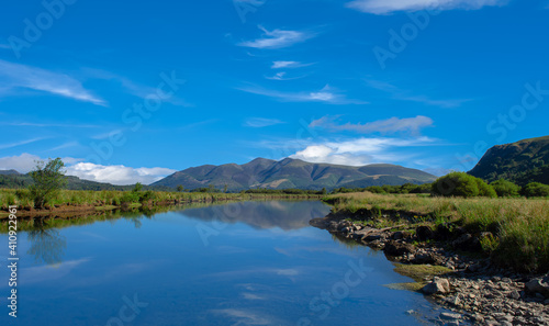 Lakes, Mountains, with Blue Sky. 