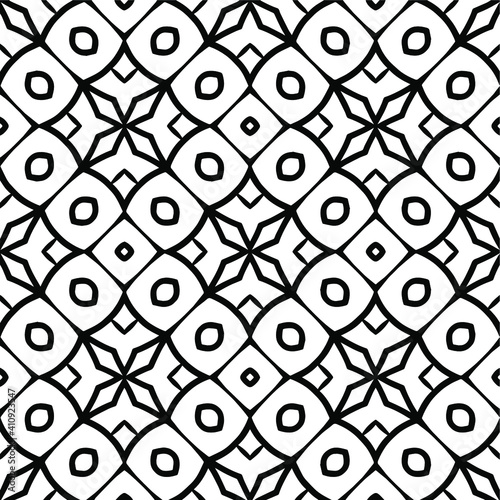 Geometric vector pattern with triangular elements. Seamless abstract ornament for wallpapers and backgrounds. Black and white colors.