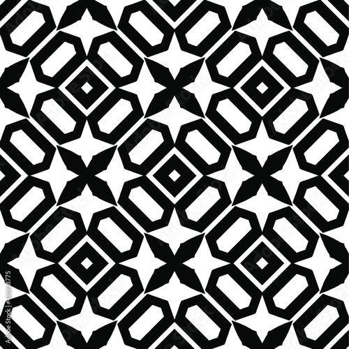 Geometric vector pattern with triangular elements. Seamless abstract ornament for wallpapers and backgrounds. Black and white colors.