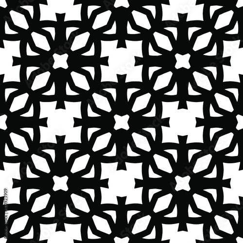 Geometric vector pattern with triangular elements. Seamless abstract ornament for wallpapers and backgrounds. Black and white colors.