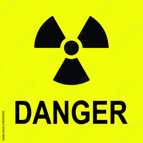 Black signs and symbols of danger isolated on yellow background.