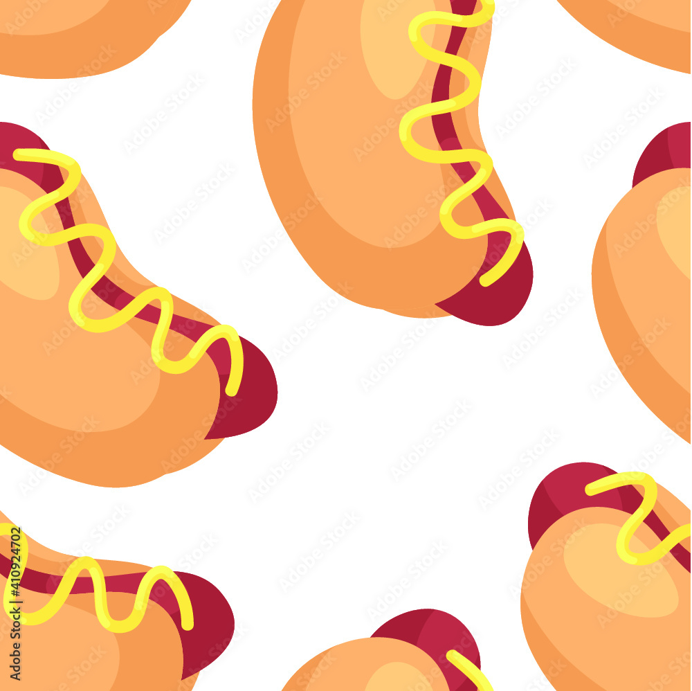 Hand Drawn Cartoon Illustration. Fast Food Vector Seamless Pattern. Tasty Image Meal. Flat Style Collection Hand Drawn Cartoon Illustration. Fast Food Vector Seamless Pattern. Tasty Image Meal. Flat Style Collection