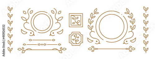 Decorative materials such as frames with bird and leaf motifs	
