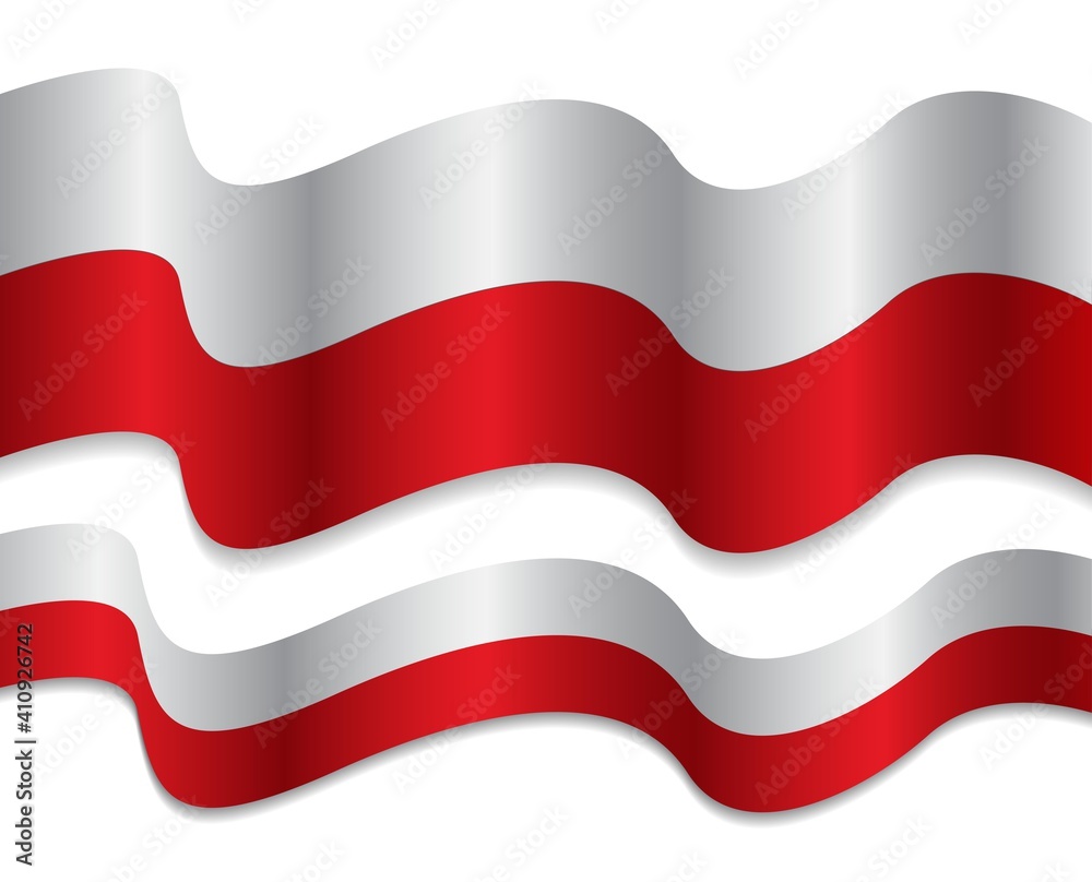 Polish flag with ribbon shape vector design Polish flag with ribbon shape vector design