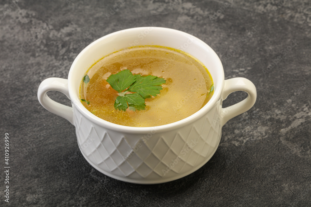 Tasty chicken soup with carrot Tasty chicken soup with carrot