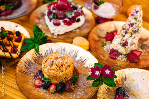 dessert with berries on a decorated table
