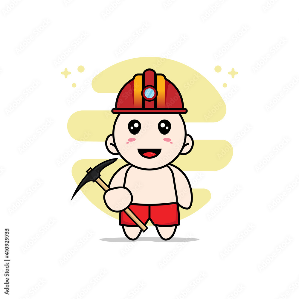 Cute kids character wearing miners costume. Cute kids character wearing miners costume.