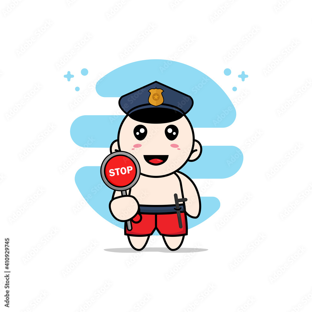 Cute kids character wearing police costume. Cute kids character wearing police costume.