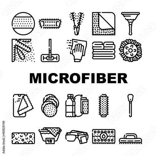 Microfiber For Clean Collection Icons Set Vector