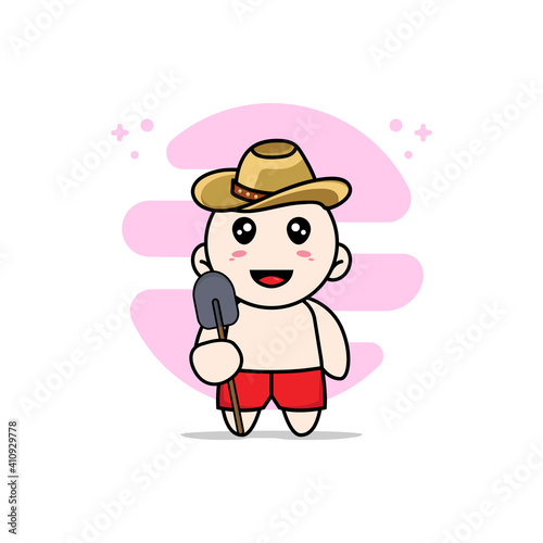 Cute kids character wearing breeder costume.