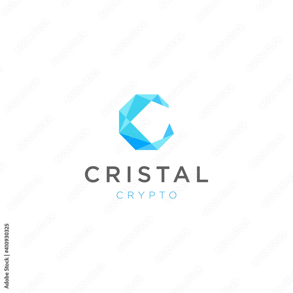 Cristal crypto logo design. Bitcoin sign vector. cryptocurrency coins symbol. Bitcoin geometric logo