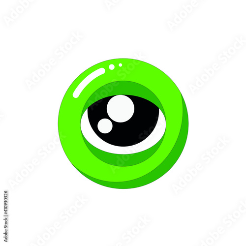 Seamless pattern, round and green monster eyes, transparent background and vector, Halloween print.