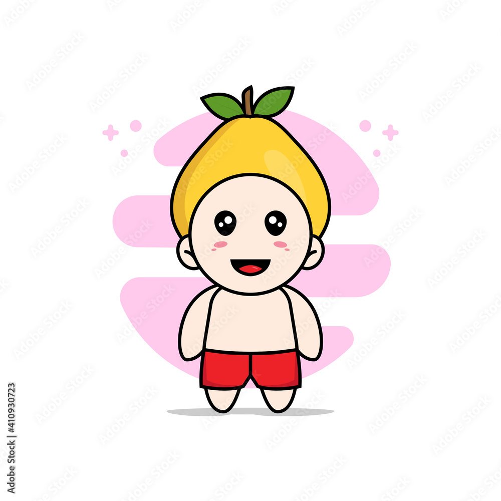 Cute kids character wearing quince costume. Cute kids character wearing quince costume.