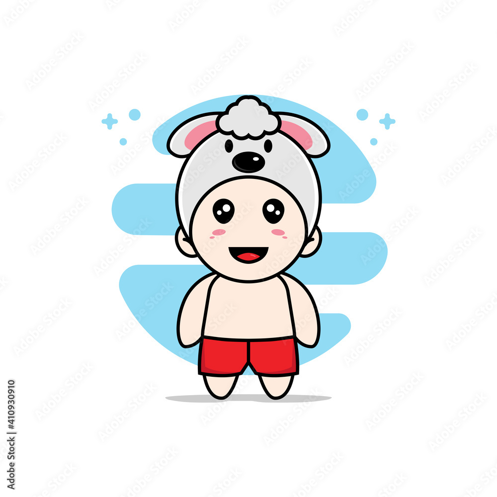 Cute kids character wearing dog costume. Cute kids character wearing dog costume.