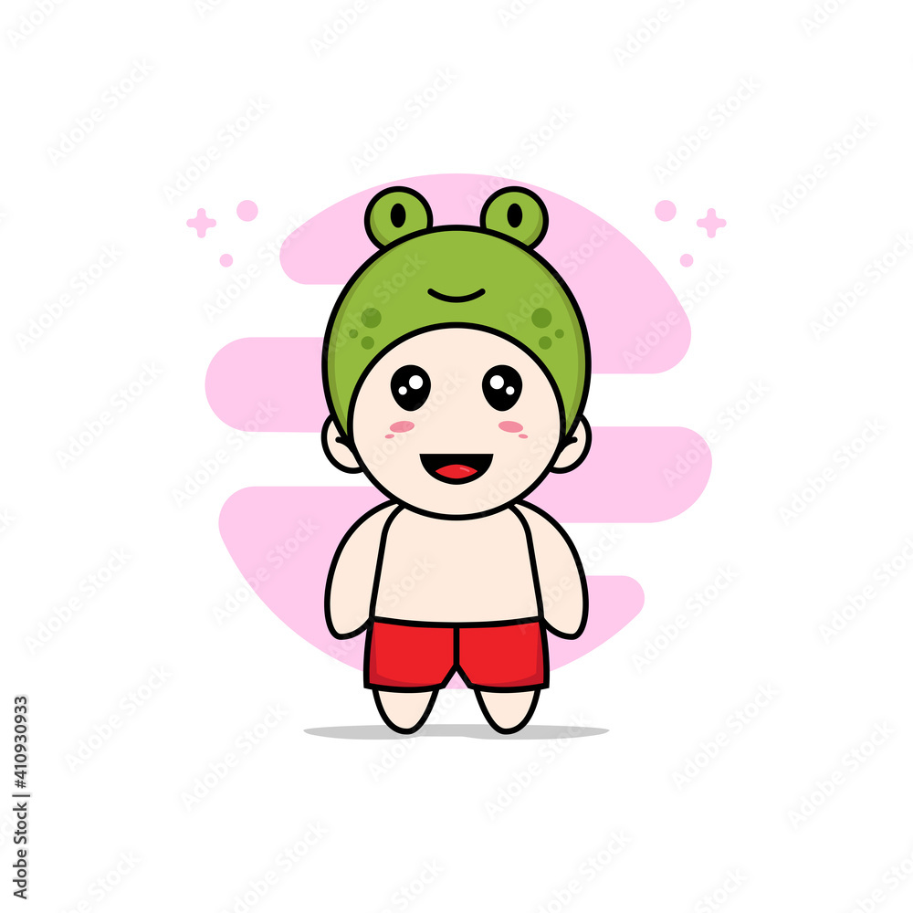 Cute kids character wearing frog costume. Cute kids character wearing frog costume.
