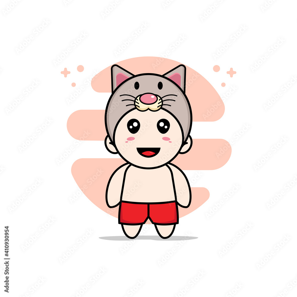Cute kids character wearing cat costume. Cute kids character wearing cat costume.