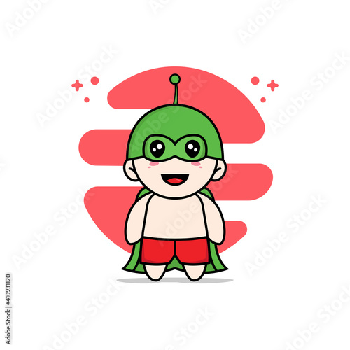 Cute kids character wearing superhero costume.