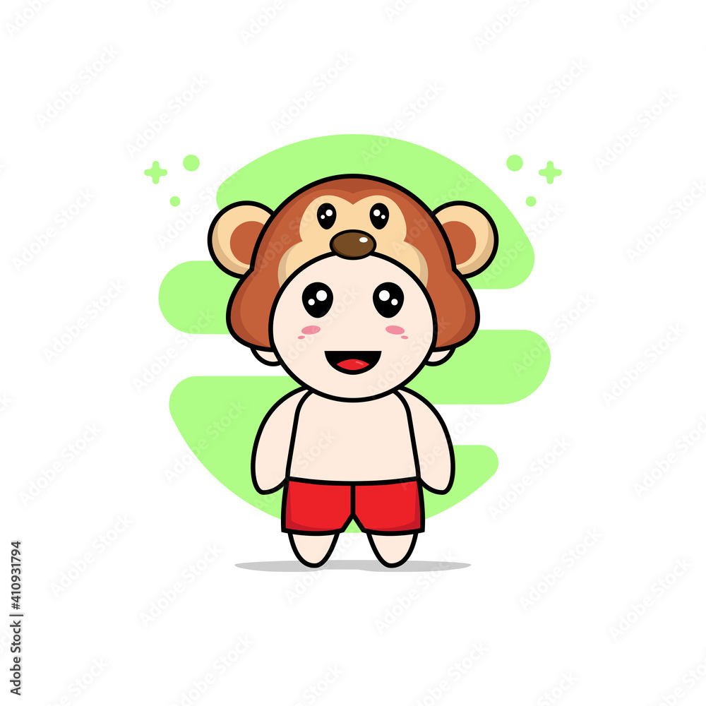 Cute kids character wearing monkey costume. Cute kids character wearing monkey costume.