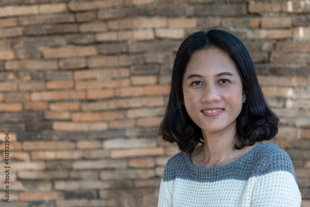 Close-up portrait of woman in a temple at northern Thailand.