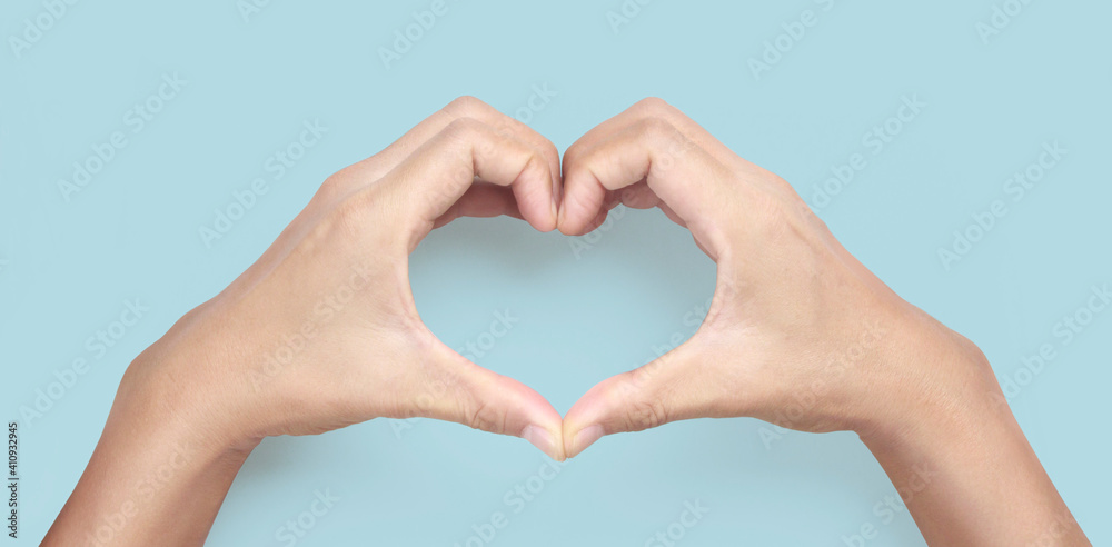 Obraz premium Hands making sign Heart isolated. Beautiful hands with copy space