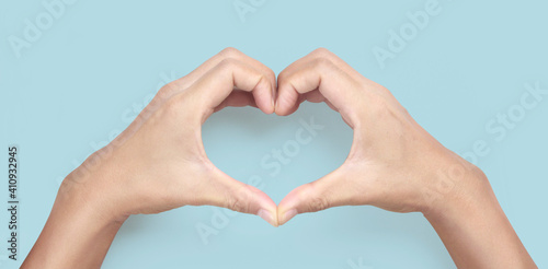 Hands making sign Heart isolated. Beautiful hands  with copy space