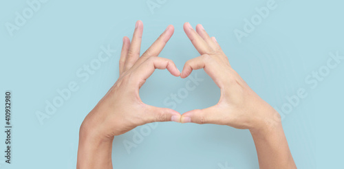 Hands making sign Heart isolated. Beautiful hands  with copy space