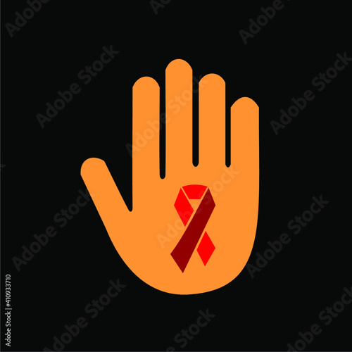 mourning symbol in the center of the palm