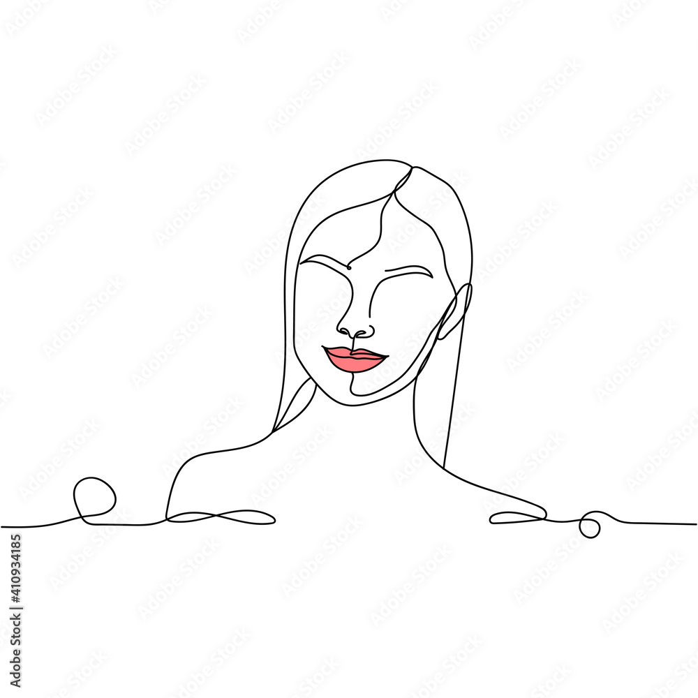 Continuous one line drawing silhouette of a beautiful woman. Healthy concept. Health icon. Vector illustration isolated on the white background. Continuous one line drawing silhouette of a beautiful woman. Healthy concept. Health icon. Vector illustration isolated on the white background.