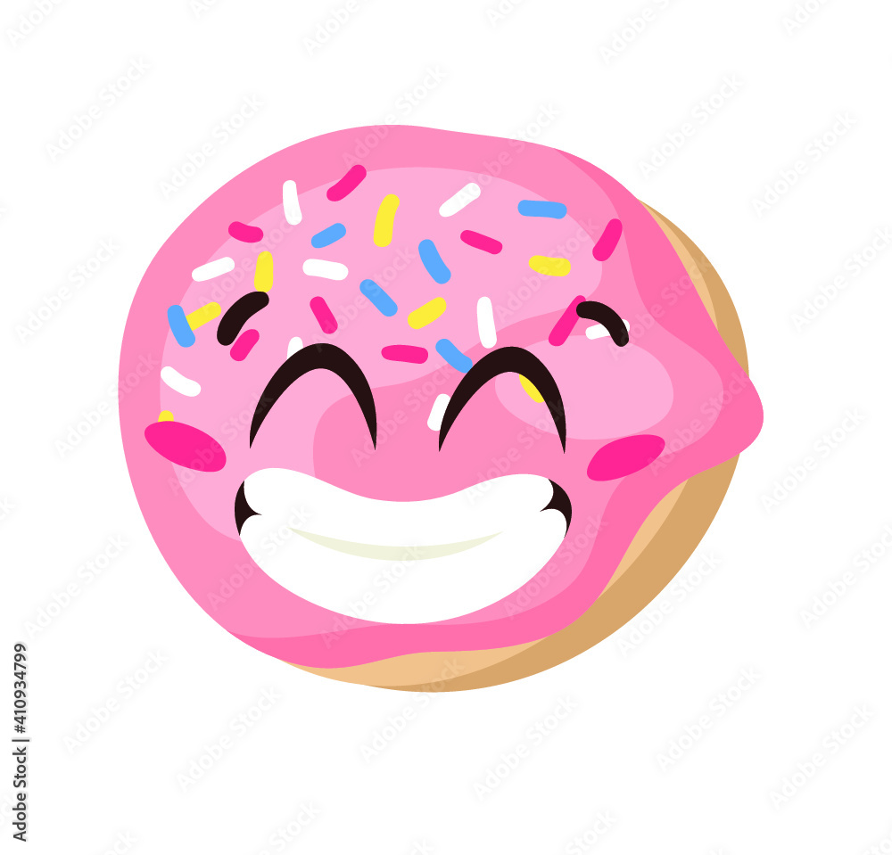 Hand Drawn Cartoon Illustration Donut Emoji. Fast Food Vector Drawing Sweet Emoticon. Tasty Image Meal. Flat Style Collection American Cuisine Hand Drawn Cartoon Illustration Donut Emoji. Fast Food Vector Drawing Sweet Emoticon. Tasty Image Meal. Flat Style Collection American Cuisine