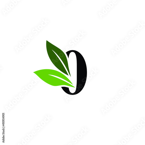 Number 0 Logo with Green Leaves, Nature Logo/Icon Design Template.