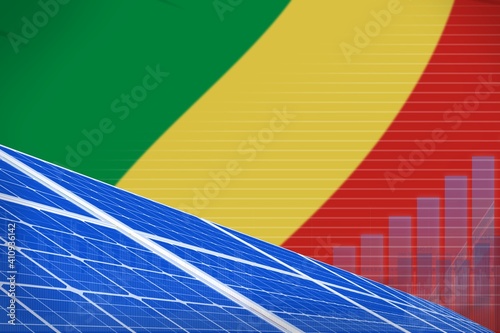 Congo solar energy power digital graph concept - green natural energy industrial illustration. 3D Illustration