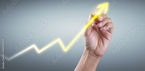 Hand drawing chart, graph stock of growth