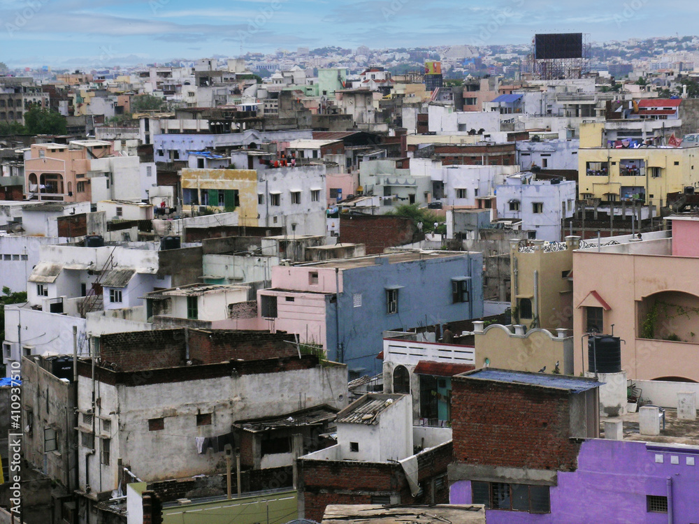   Slum areas in Hyderabad old city area, Telangana, India