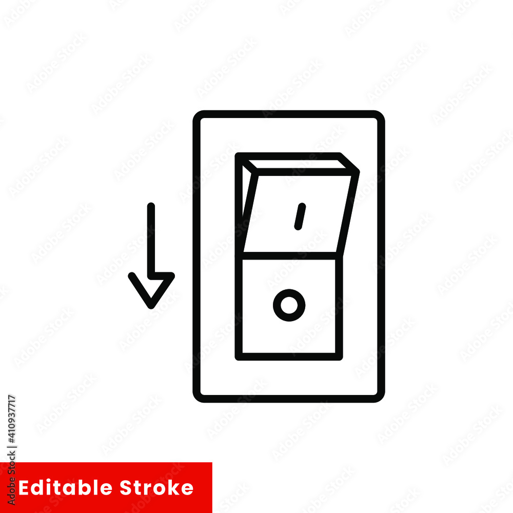 Light off, electric switch line icon. Power turn off button outline style sign for web and app. Toggle switch off position vector illustration on white background isolated. Editable stroke EPS 10 Light off, electric switch line icon. Power turn off button outline style sign for web and app. Toggle switch off position vector illustration on white background isolated. Editable stroke EPS 10