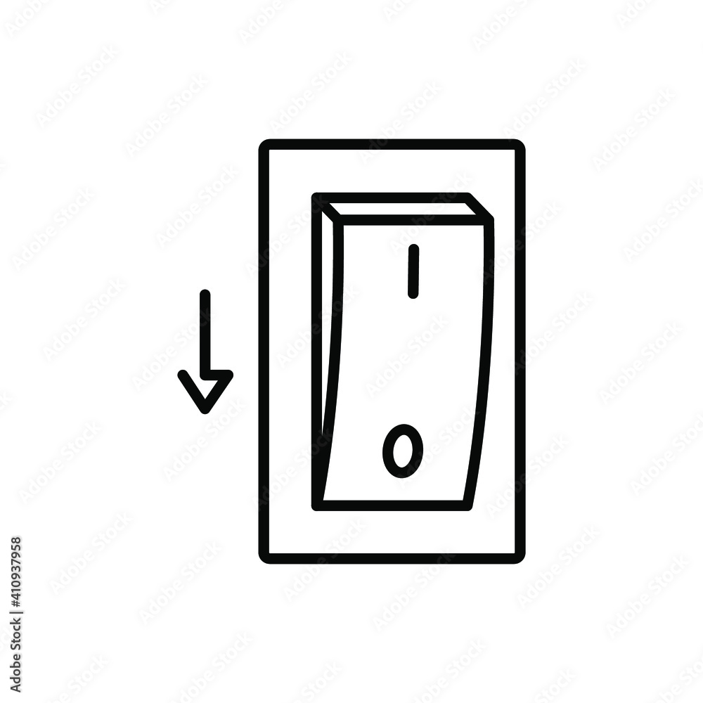 Light off, electric switch line icon. Power turn off button outline style sign for web and app. Toggle switch off position vector illustration on white background isolated. EPS 10 Light off, electric switch line icon. Power turn off button outline style sign for web and app. Toggle switch off position vector illustration on white background isolated. EPS 10