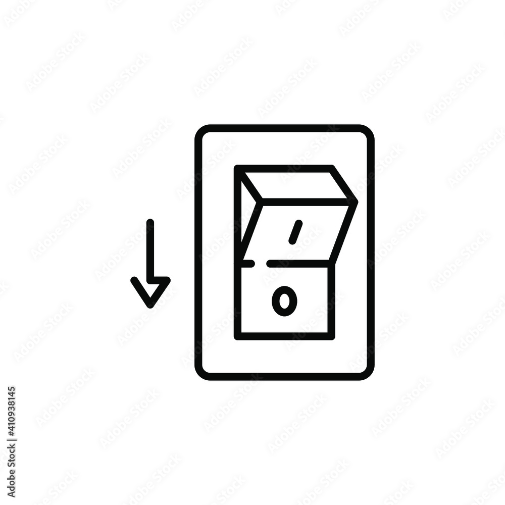 Light off, electric switch line icon. Power turn button outline style sign for web and app. Toggle switch off position vector illustration on white background isolated. EPS 10 Stock Vector
