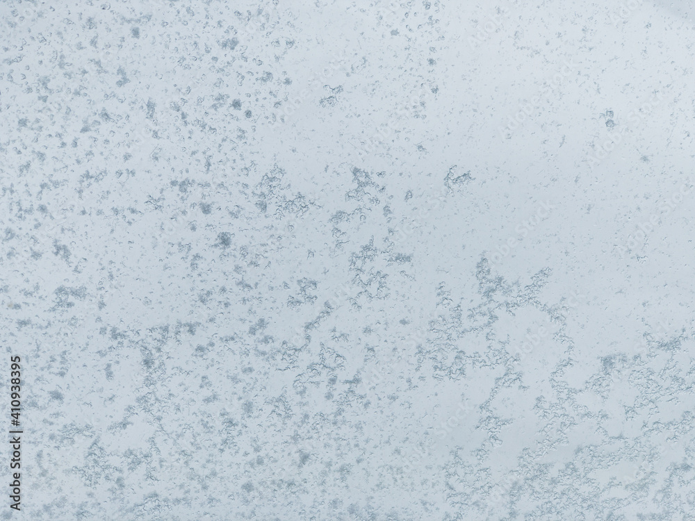 Close Up Winter Ice and Snow Sticking to Glass Window Close Up Winter Ice and Snow Sticking to Glass Window