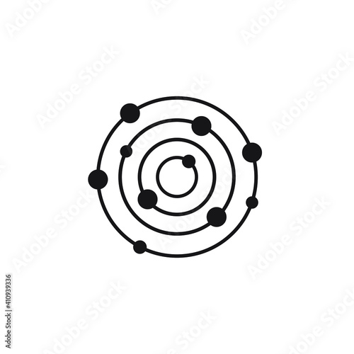 Atom electron proton neutron icon sign symbol design vector
