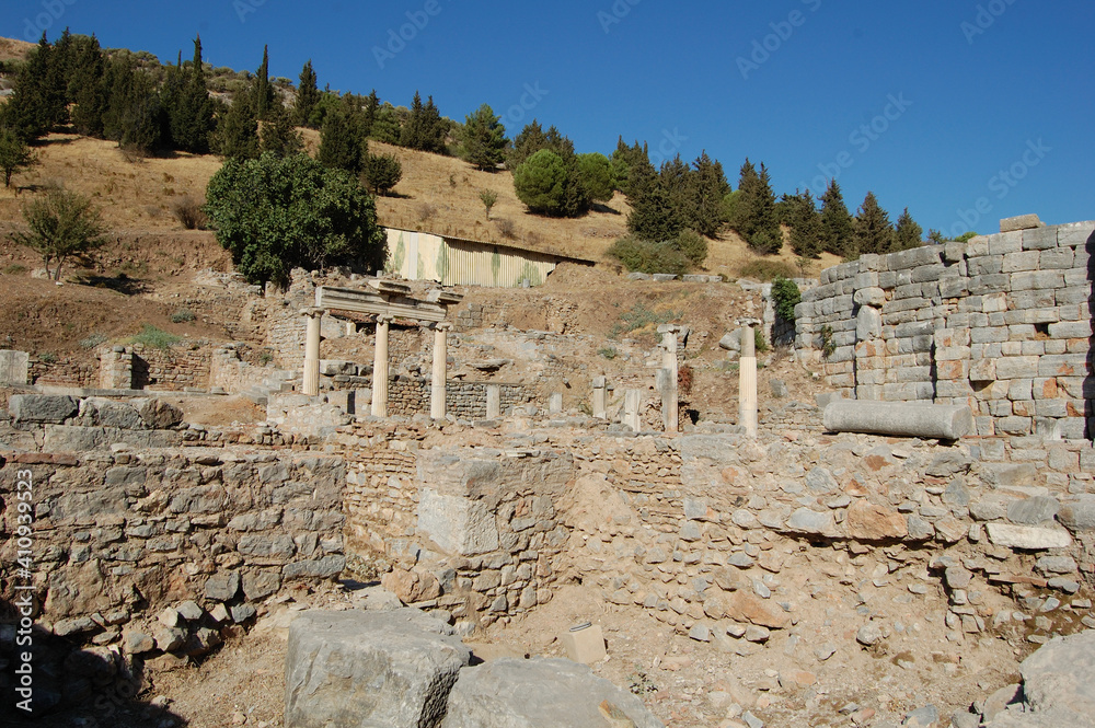 Obraz premium View of the main places and monuments of Turkey. Roman ruins of Ephesus. World Heritage Site