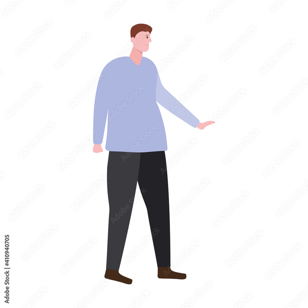 young man standing avatar character vector illustration design