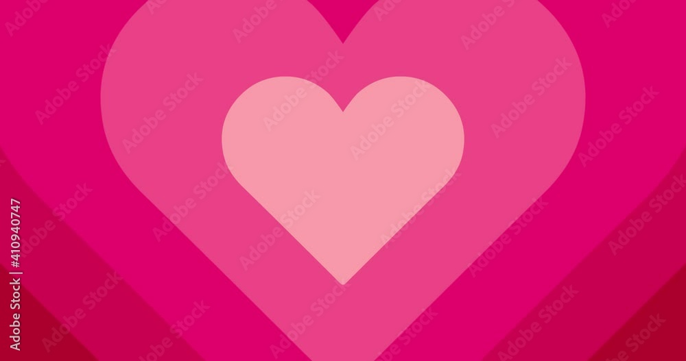 Moving hypnotic Heart in slow motion. Seamless Psychedelic hearts for Valentines day concept. The 14th of February.