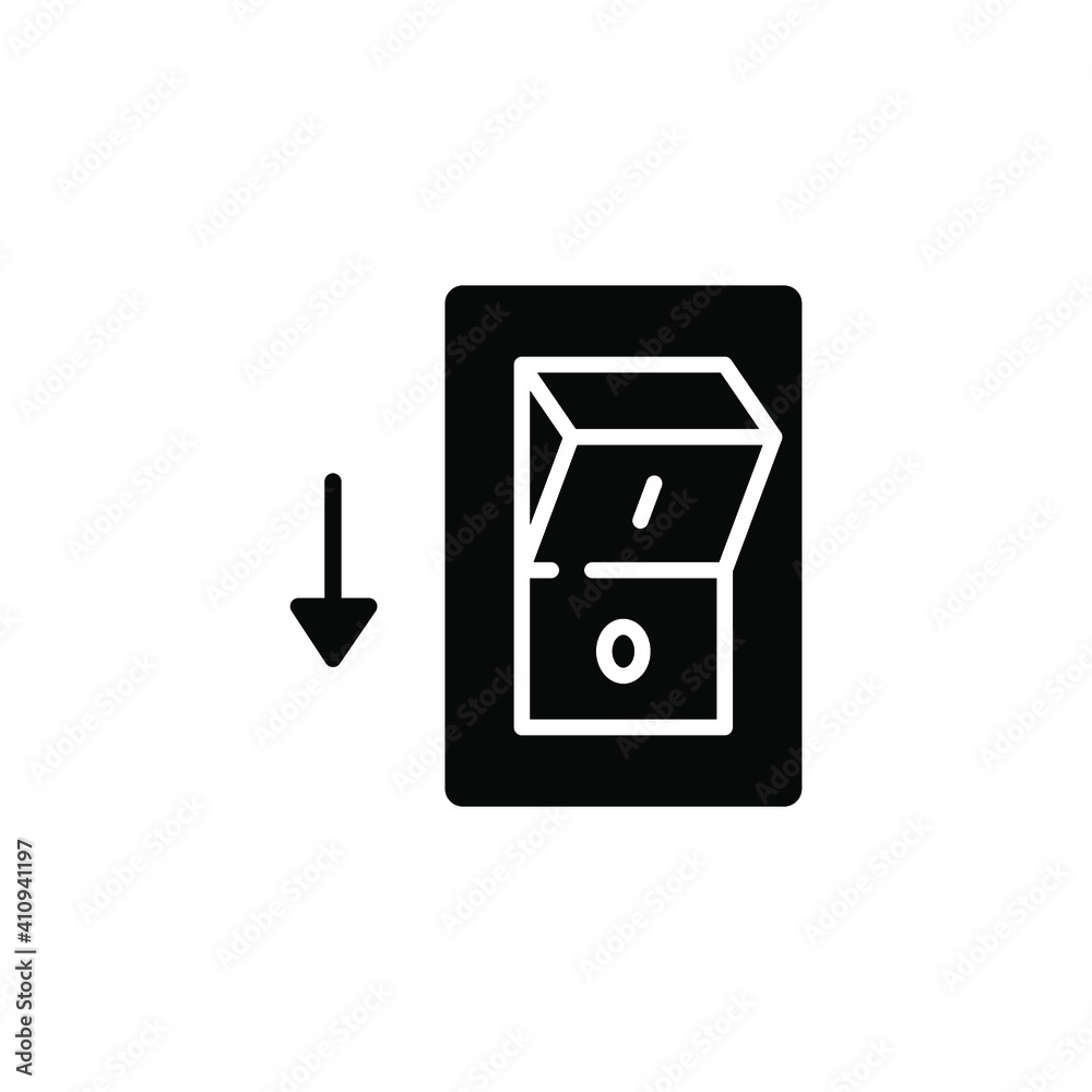 Light off, electric switch solid icon. Power turn off button glyph style sign for web and app. Toggle switch off position vector illustration on white background isolated. EPS 10 Light off, electric switch solid icon. Power turn off button glyph style sign for web and app. Toggle switch off position vector illustration on white background isolated. EPS 10