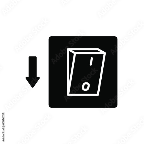Light off, electric switch solid icon. Power turn off button glyph style sign for web and app. Toggle switch off position vector illustration on white background isolated. EPS 10